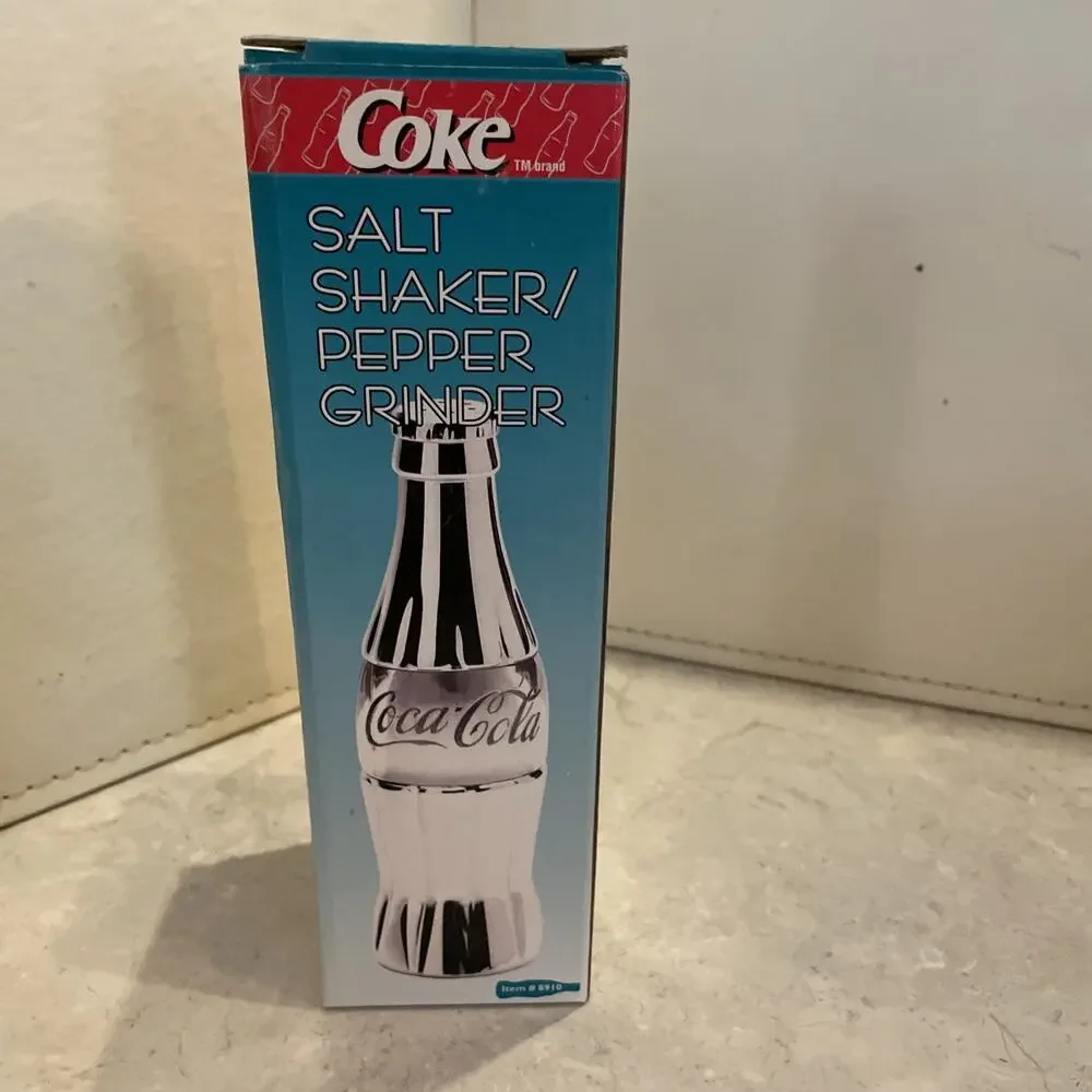 Retro COCA COLA SALT Shaker/Pepper Grinder Die Cast Chrome 7.75” NEW IN BOX